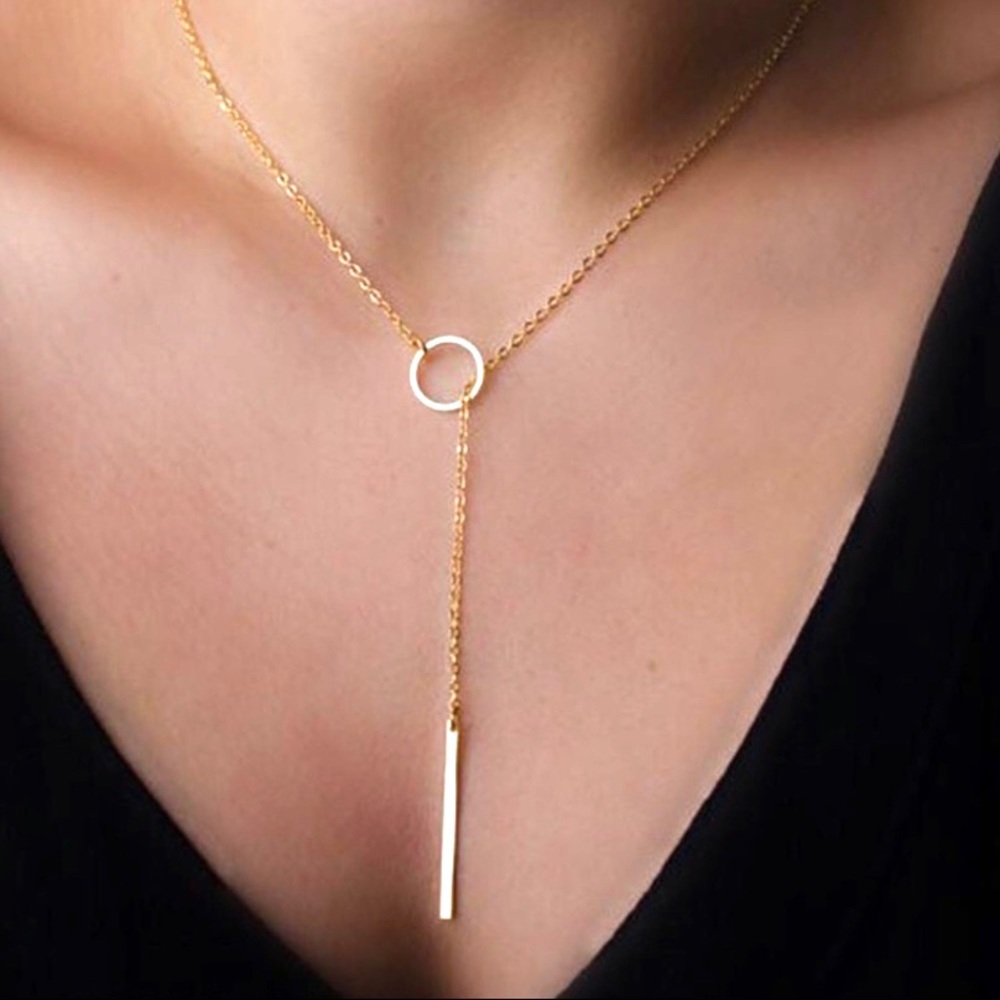 Circle and Bar Adjustable Chain Necklace